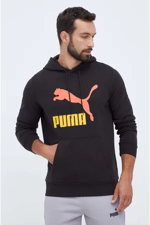 PUMA Bluza bawełniana męska kolor z kapturem z nadrukiem