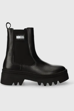 Tommy Hilfiger Sztyblety skórzane TJW FASHION CHELSEA damskie kolor na platformie EN0EN02295