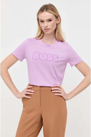 BOSS t-shirt bawełniany kolor czarny wzorzysty