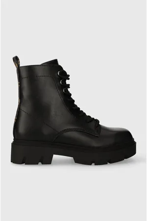 Guess Botki RAMSAY damskie kolor na płaskim obcasie FL8RMY ELE10