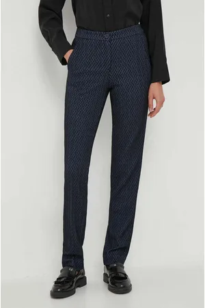 Emporio Armani Spodnie z domieszką wełny kolor dopasowane high waist