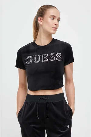 Guess T-shirt welurowy COUTURE kolor V3BI01 KBXI2
