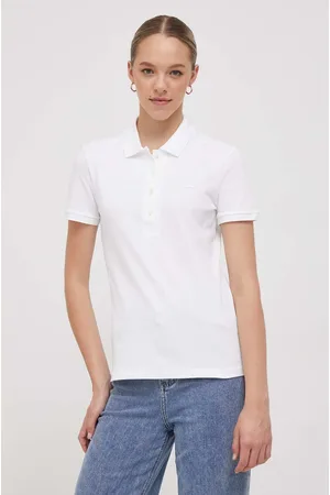 Lacoste T-shirt PF5462 damski kolor z kołnierzykiem PF5462-001