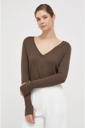 Calvin Klein Sweter wełniany damski kolor lekki