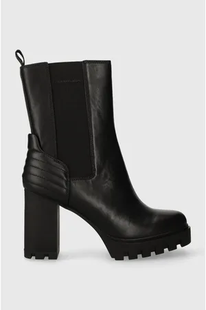 Calvin Klein Botki PLATFORM CHELSEA BOOT LTH WN damskie kolor na słupku lekko ocieplone YW0YW01140