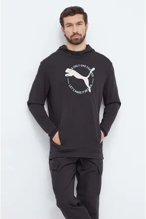 PUMA Bluza męska kolor z kapturem z nadrukiem