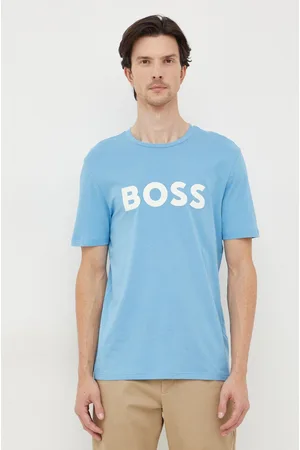 BOSS t-shirt bawełniany kolor czarny wzorzysty