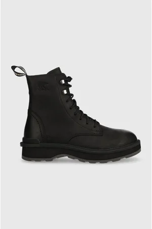 sorel Botki skórzane HI LINE LACE damskie kolor na płaskim obcasie ocieplone 2009111010
