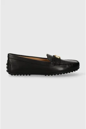 Ralph Lauren Mokasyny skórzane Barnsbury damskie kolor na płaskim obcasie 802925635001