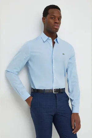 Lacoste Koszula bawełniana męska kolor slim z kołnierzykiem klasycznym