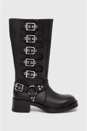 Steve Madden Kozaki skórzane Battle damskie kolor na płaskim obcasie SM19000101
