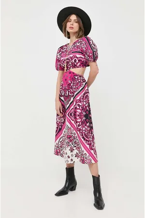 RED Valentino Sukienka bawełniana kolor midi rozkloszowana