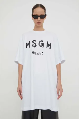 Msgm Sukienka bawełniana kolor mini oversize