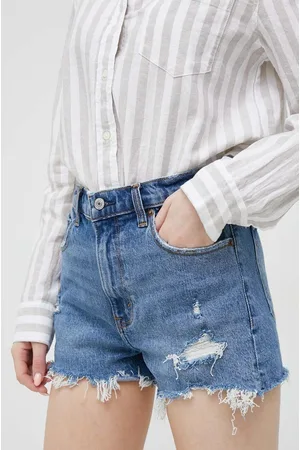 Abercrombie & Fitch Szorty jeansowe damskie kolor high waist