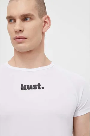 kust. T-shirt kolor z nadrukiem