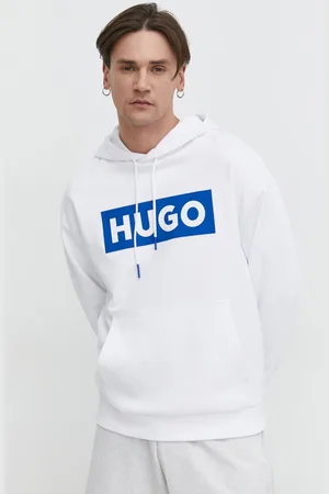Hugo Blue Bluza męska kolor z kapturem z nadrukiem 50522370