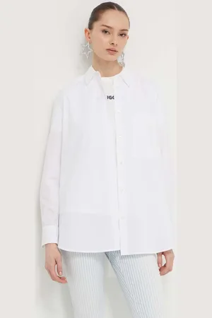HUGO BOSS Koszula bawełniana damska kolor relaxed z kołnierzykiem klasycznym 50515741