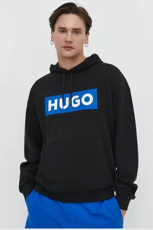 Hugo Blue Bluza męska kolor z kapturem z nadrukiem 50522370