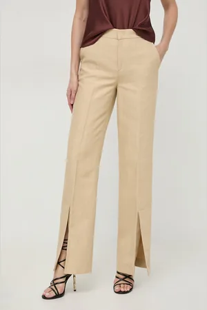 Twin-Set Spodnie z domieszką lnu kolor proste high waist
