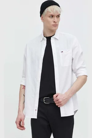 Tommy Hilfiger Koszula z domieszką lnu kolor regular z kołnierzykiem klasycznym DM0DM18962