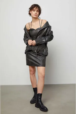 ANSWEAR Lab sukienka skórzana kolor mini prosta