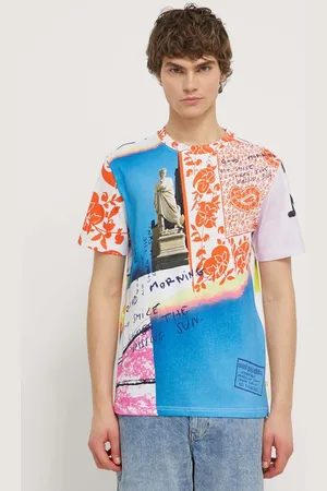 Desigual T-shirt bawełniany LUCAS męski wzorzysty 24SMTK26