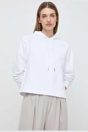 HUGO BOSS Bluza bawełniana damska kolor z kapturem z aplikacją 50516123