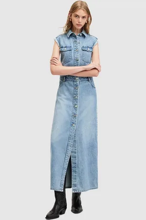 AllSaints Sukienka jeansowa BLAIR DENIM DRESS kolor maxi prosta W183DA
