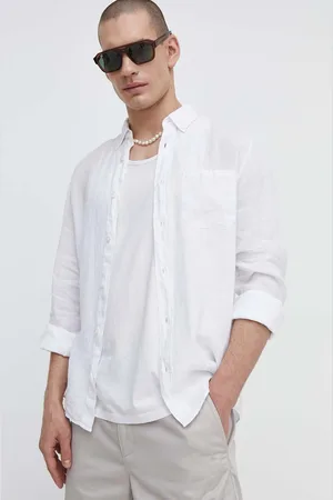 HUGO BOSS Koszula lniana kolor regular z kołnierzykiem button-down 50514162