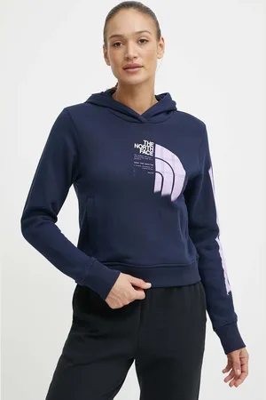 The North Face Bluza bawełniana damska kolor z kapturem z nadrukiem NF0A87EX8K21
