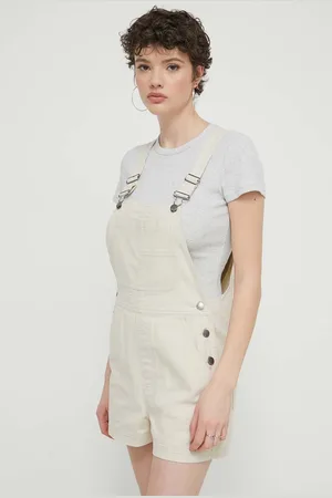 Billabong Ogrodniczki jeansowe Sand Canyon kolor gładkie high waist ABJDS00148