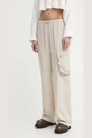 Résumé Résumé spodnie z domieszką lnu ApolloRS kolor proste high waist 20771130