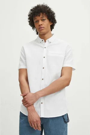 MEDICINE Koszula lniana męska kolor regular z kołnierzykiem button-down