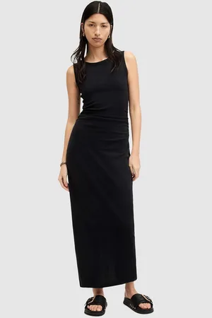 AllSaints Sukienka bawełniana KATARINA DRESS kolor maxi dopasowana W009DA