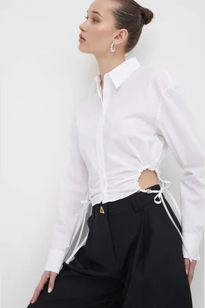 HUGO BOSS Koszula bawełniana damska kolor slim z kołnierzykiem klasycznym 50512837