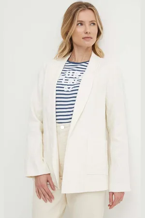 Pepe Jeans Marynarka lniana MIRKA kolor niezapinana gładka PL402377