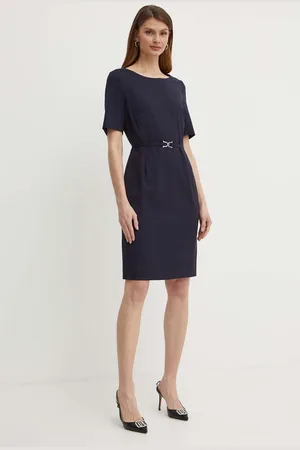 HUGO BOSS Sukienka wełniana kolor mini dopasowana