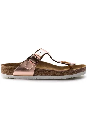 Birkenstock Japonki skórzane Gizeh damskie kolor na płaskim obcasie 1005049