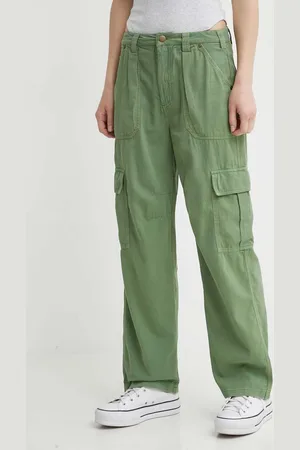 Billabong Spodnie bawełniane kolor szerokie high waist ABJNP00419