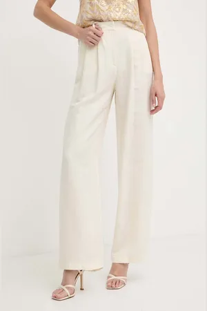 Patrizia Pepe Spodnie z domieszką lnu kolor szerokie high waist 2P1609 A052