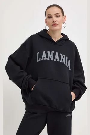 La Mania Bluza FINE damska kolor z kapturem z nadrukiem FINE