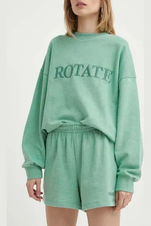 ROTATE Szorty bawełniane kolor gładkie high waist