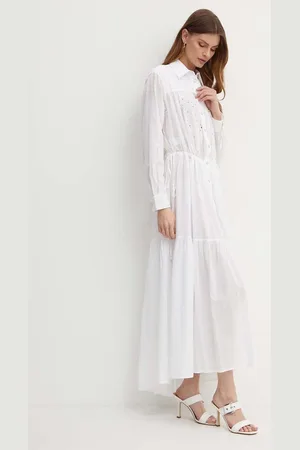 Pinko Sukienka bawełniana kolor maxi rozkloszowana 103728 A1XP