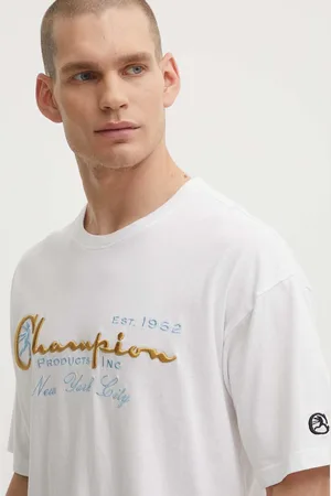 Champion T-shirt bawełniany męski kolor z aplikacją 219998