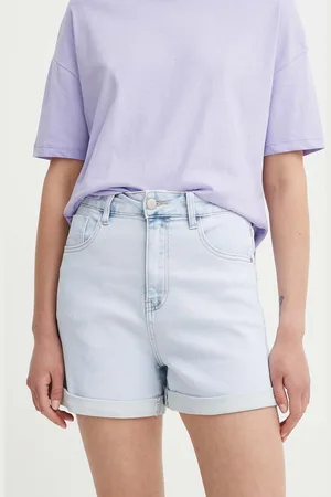 ANSWEAR Lab szorty jeansowe damskie kolor gładkie high waist