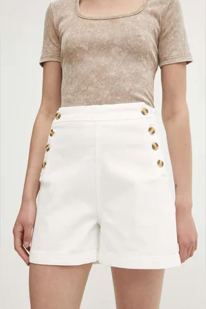 ANSWEAR Lab szorty jeansowe damskie kolor gładkie high waist