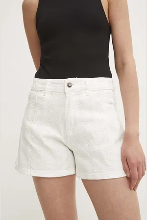 ANSWEAR Lab szorty jeansowe damskie kolor wzorzyste high waist