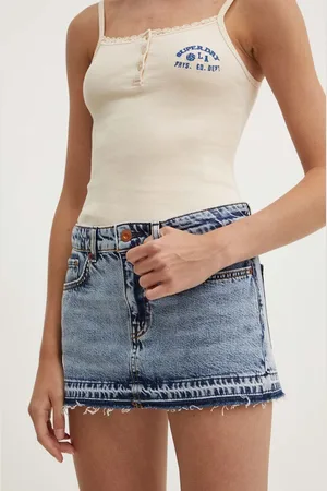 Superdry Spódnica jeansowa kolor mini ołówkowa