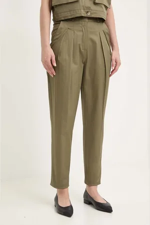 ANSWEAR Lab spodnie bawełniane kolor proste high waist