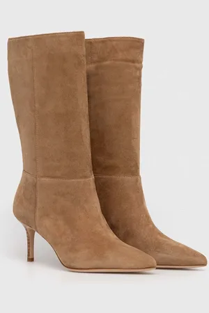 Ralph Lauren Kozaki zamszowe Leannah damskie kolor na szpilce 802942517001